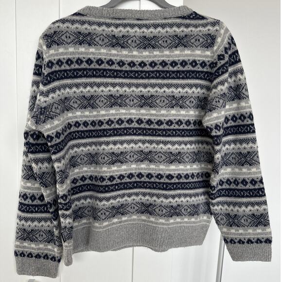 Barbour Women's Audrey Navy/Gray Fair Isle Boat Neck Sweater, Size 6, Like New - Picture 2 of 5